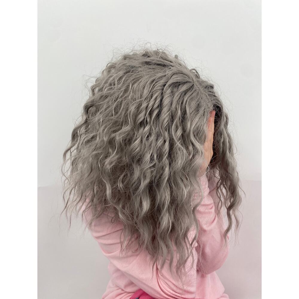Gray Curly Silver Short Bob Wigs for Women Glueless Body Wave